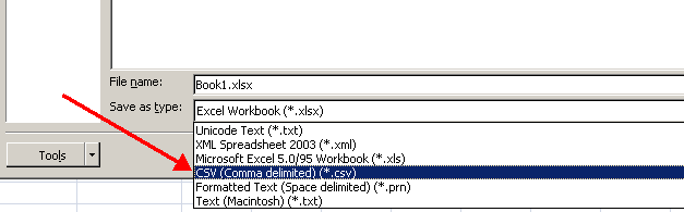 excel save csv